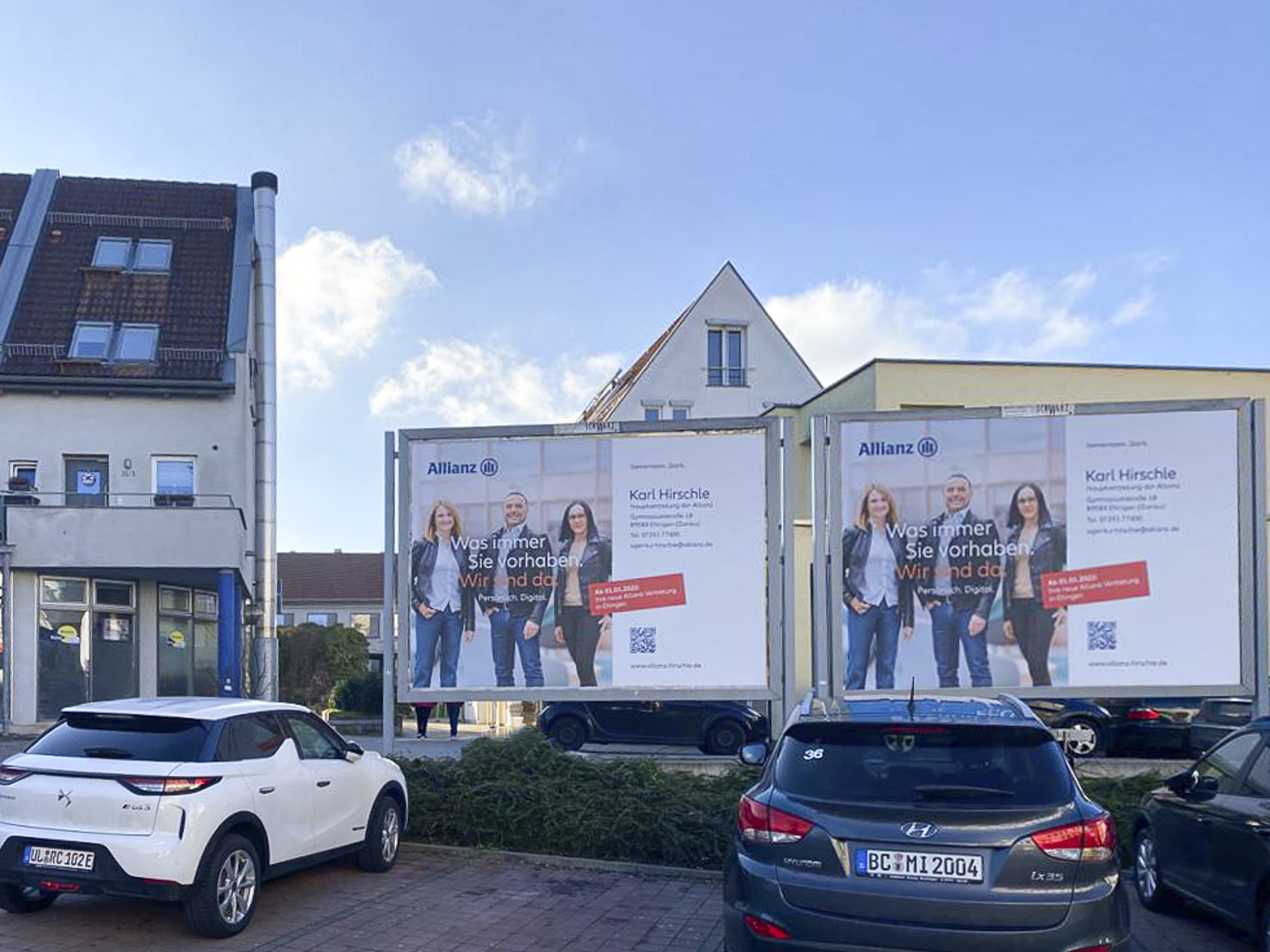 Unser Foto Teamfoto der Allianz Hauptvertretung Hirschle auf Plakat in Ehingen