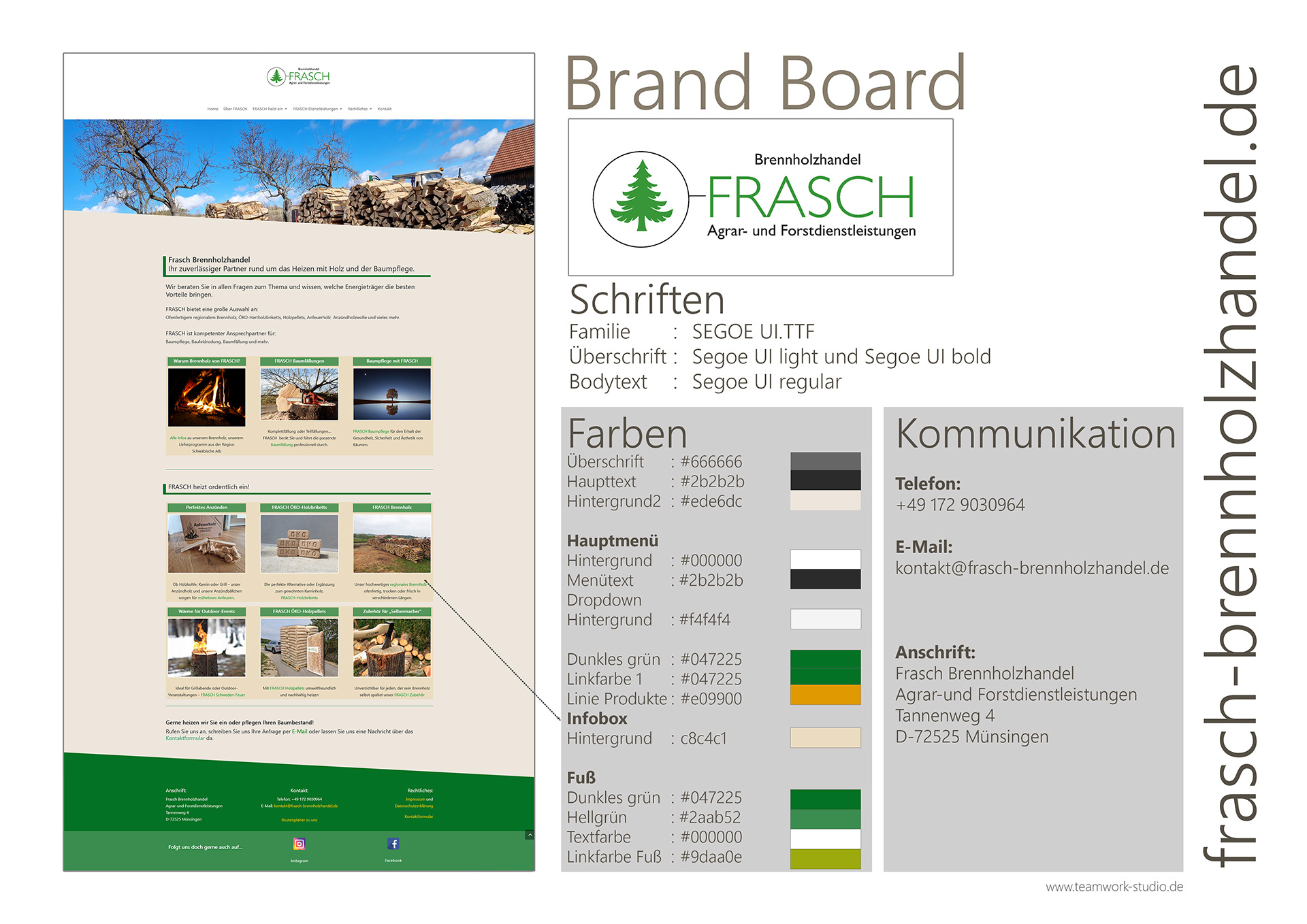 Grundlegende wichtige Informationen zu Schriften, Farben und grafischen Elementen werden bei uns in einem Brandboard festgelegt.